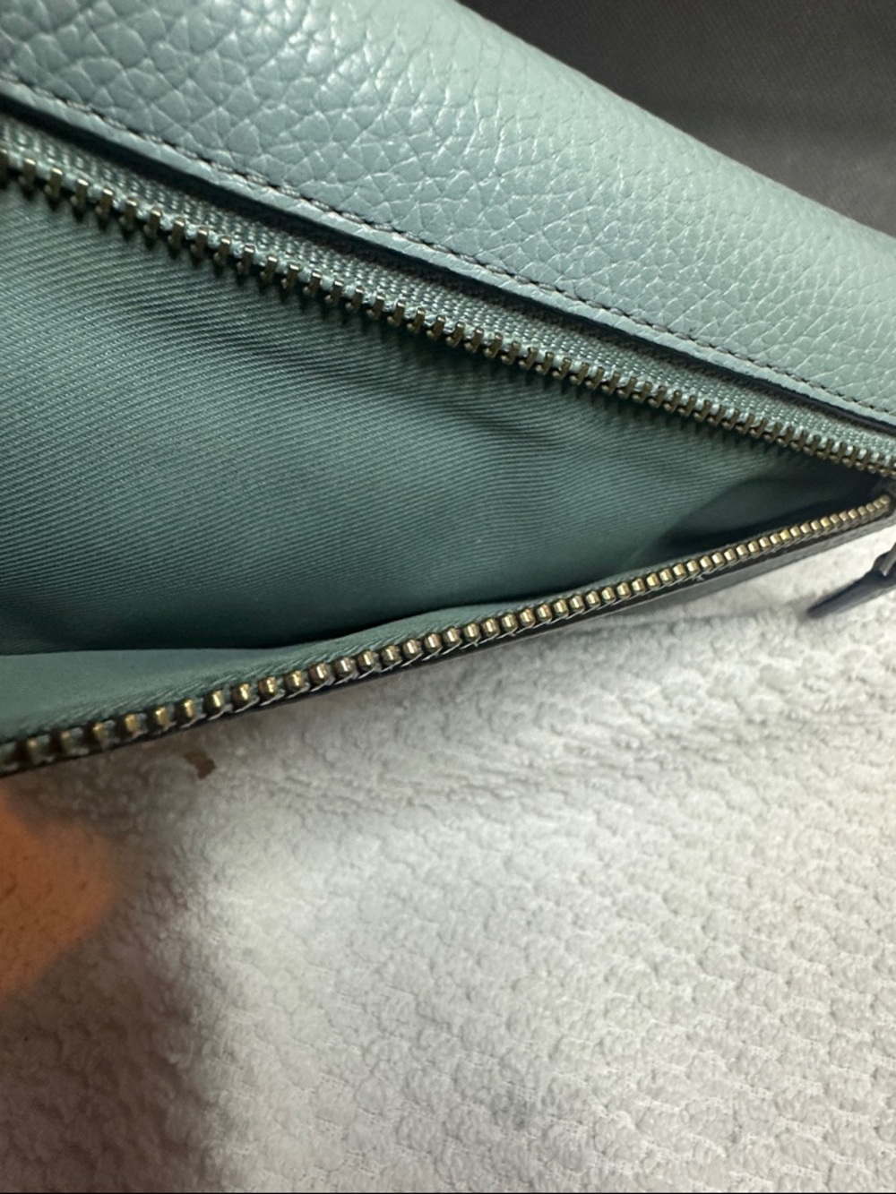 Coach Tea Rose Floral Studded Leather Wallet - Aqua Blue - Picture 9 of 16